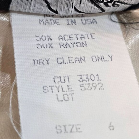 Vintage Wild Rose Small to Medium Cream Dress & Satin Jacket Set 90's Elegant - Picture 9 of 16